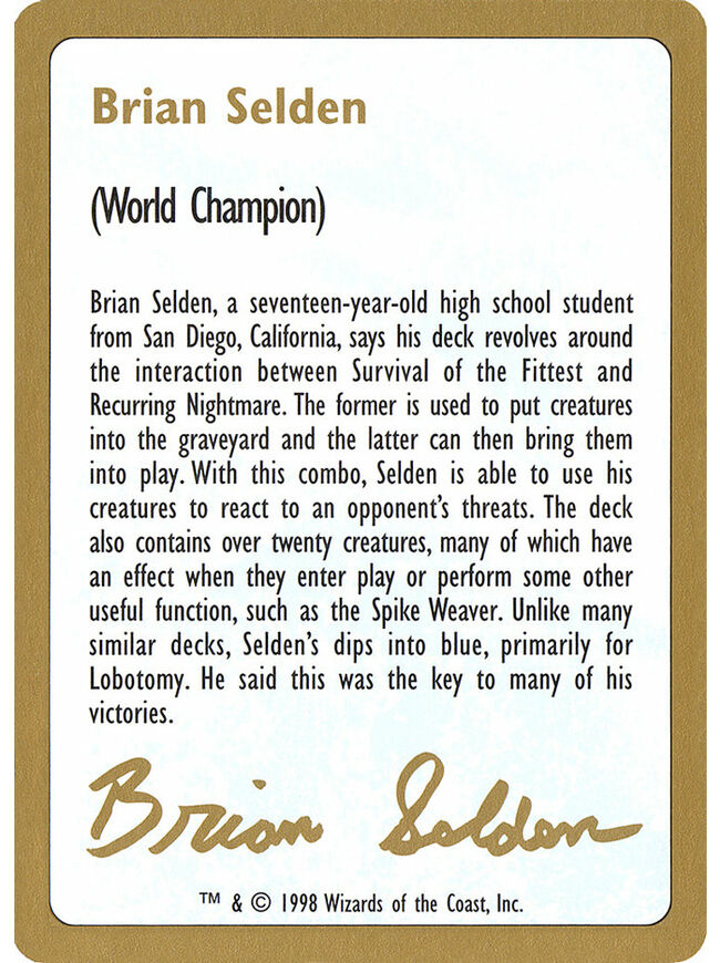 Brian Selden Bio