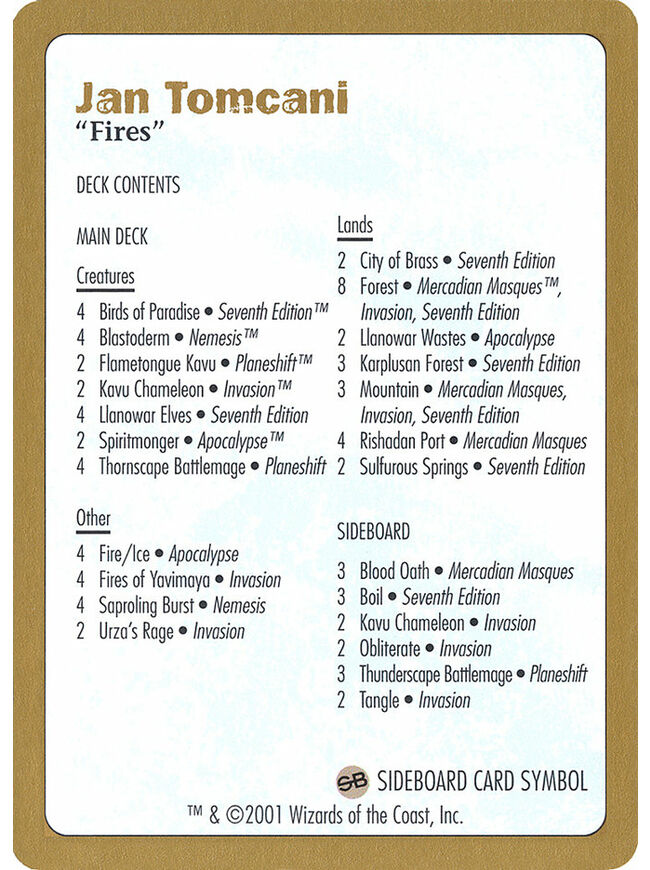 Jan Tomcani Decklist