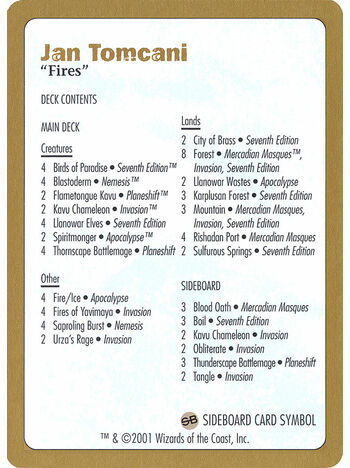 Jan Tomcani Decklist