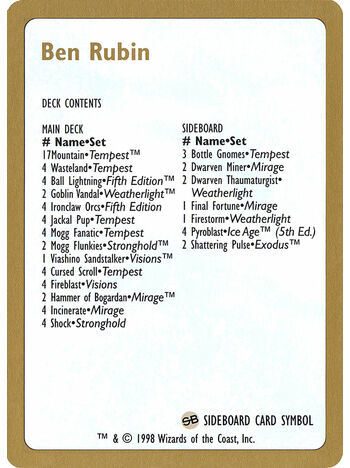 Ben Rubin Decklist