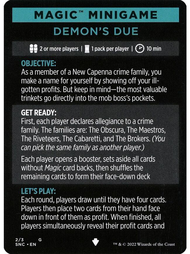 Demon's Due (minigame) // Demon's Due (cont'd)