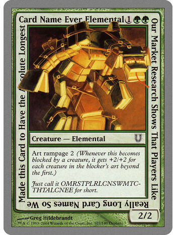 Our Market Research Shows That Players Like Really Long Card Names So We Made this Card to Have the Absolute Longest Card Name Ever Elemental