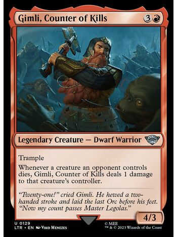 Gimli, Counter of Kills