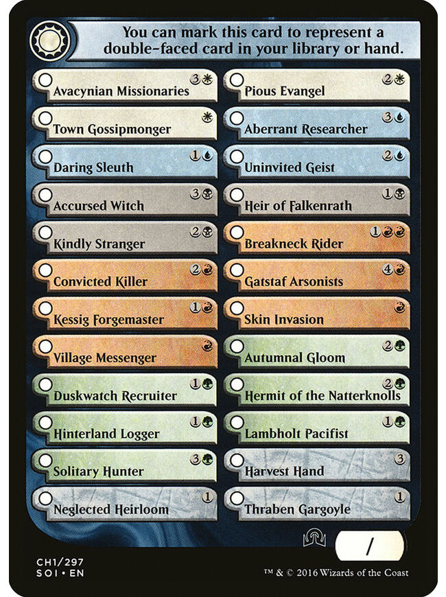 Shadows Over Innistrad Checklist 1 Token