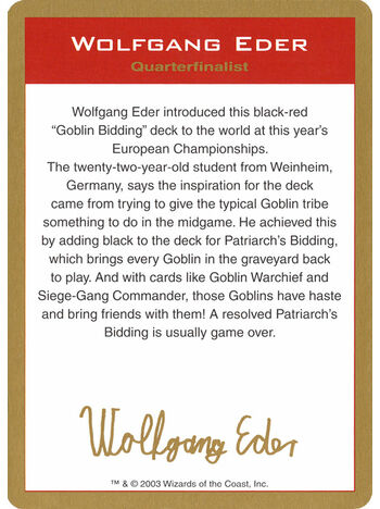 Wolfgang Eder Bio