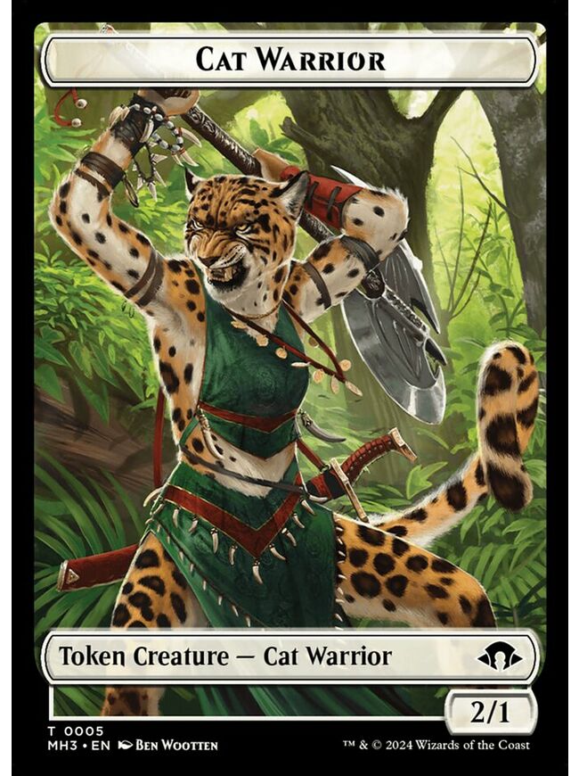 Cat Warrior Token (White)
